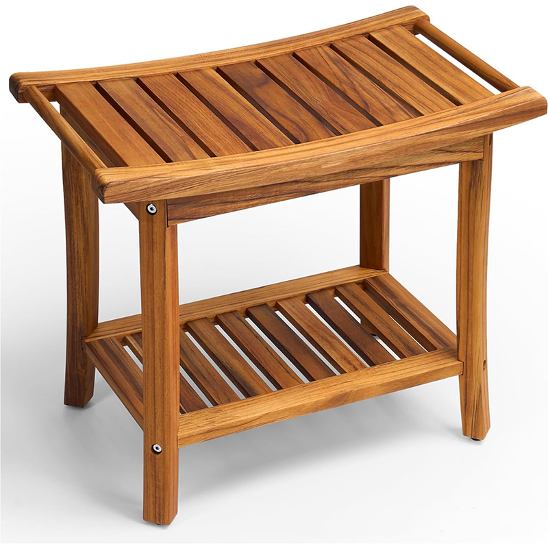 Bathroom stool with two levels for storing bath shoes