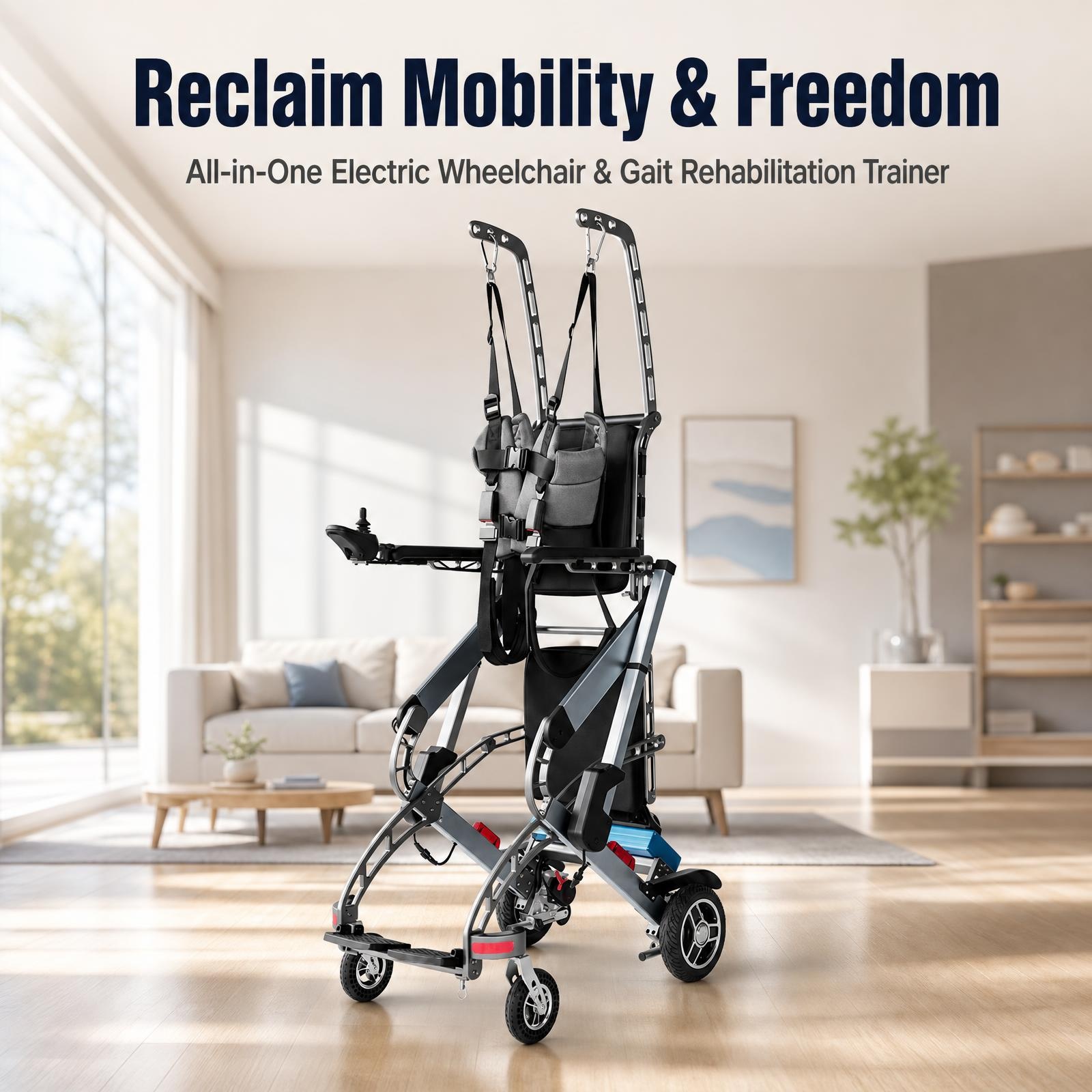 2-in-1 Electric Wheelchair & Standing Rehabilitation Trainer for Independent Living Power Standing Assist Robot - Image 7