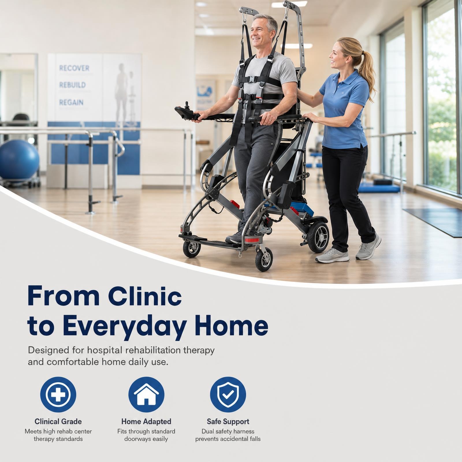 2-in-1 Electric Wheelchair & Standing Rehabilitation Trainer for Independent Living Power Standing Assist Robot - Image 5