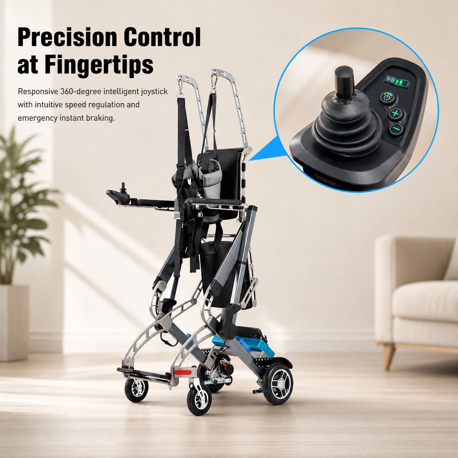 2-in-1 Electric Wheelchair & Standing Rehabilitation Trainer for Independent Living Power Standing Assist Robot - Image 6
