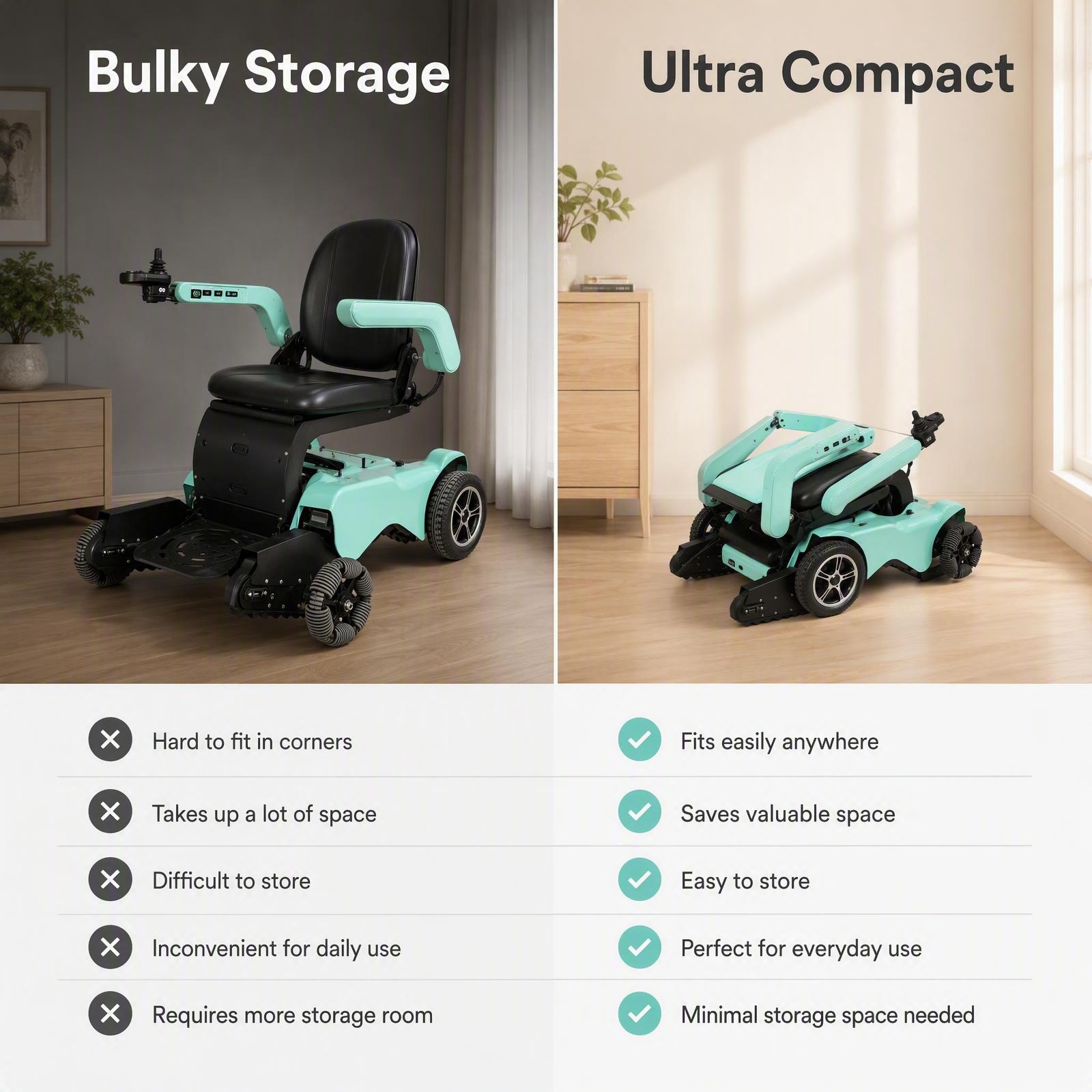 Foldable All-Terrain Electric Mobility Wheelchair, Smart Height Adjustable Stair Climbing Power Scooter - Image 6